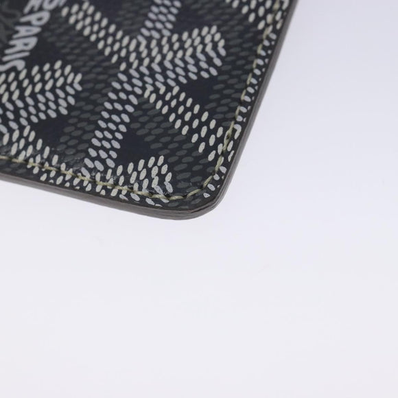 GOYARD Herringbone Glasses Case Leather Gray Silver Auth 129770M