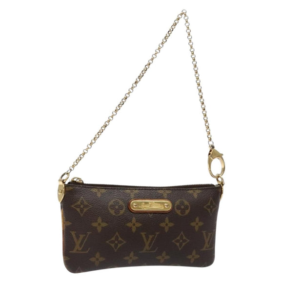 LOUIS VUITTON Monogram Chain Pochette Mila MM Accessory Pouch M60094 Auth 129774