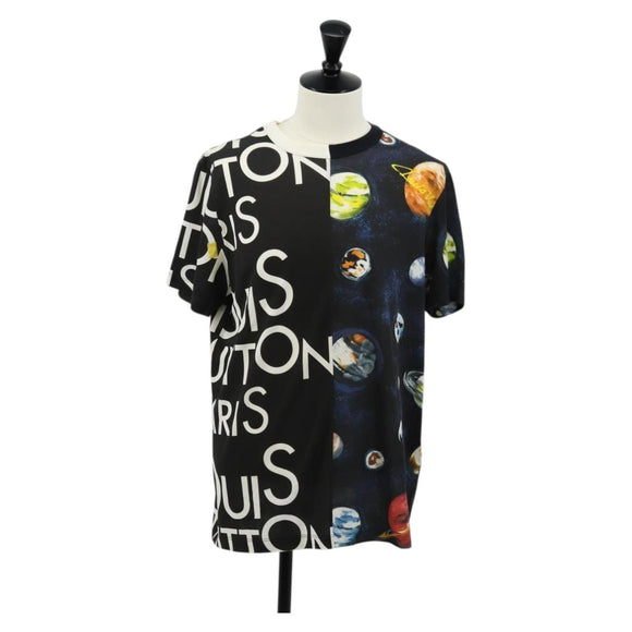 LOUIS VUITTON Short Sleeved T-shirt Cotton Black LV Auth 129780M