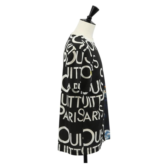 LOUIS VUITTON Short Sleeved T-shirt Cotton Black LV Auth 129780M