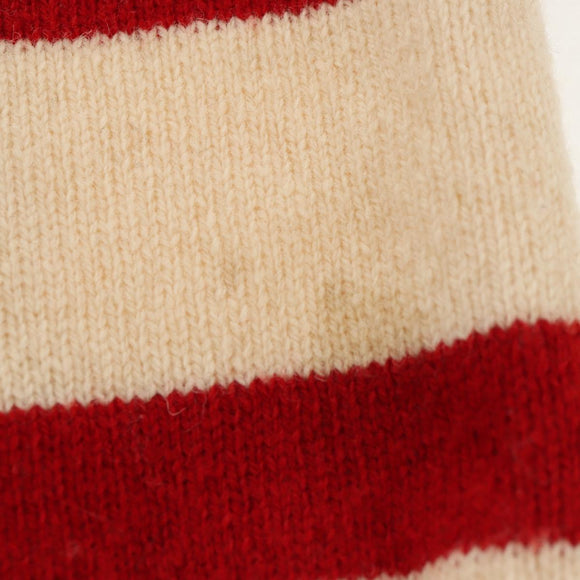 CHANEL Sweater Wool Beige Red black CC Auth 129782M