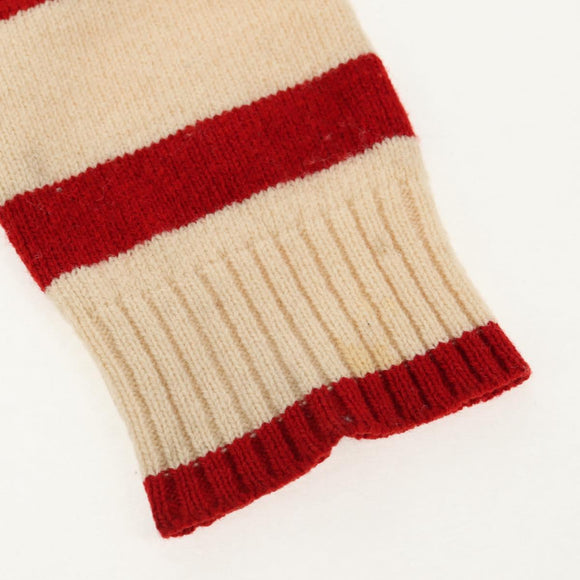 CHANEL Sweater Wool Beige Red black CC Auth 129782M