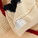 CHANEL Sweater Wool Beige Red black CC Auth 129782M-22