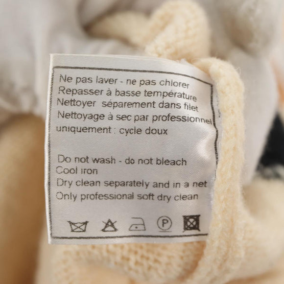 CHANEL Sweater Wool Beige Red black CC Auth 129782M