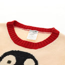 CHANEL Sweater Wool Beige Red black CC Auth 129782M-5