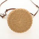 Miu Miu Shoulder Bag Raffia White Gold Auth 129783M-5