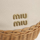 Miu Miu Shoulder Bag Raffia White Gold Auth 129783M-20