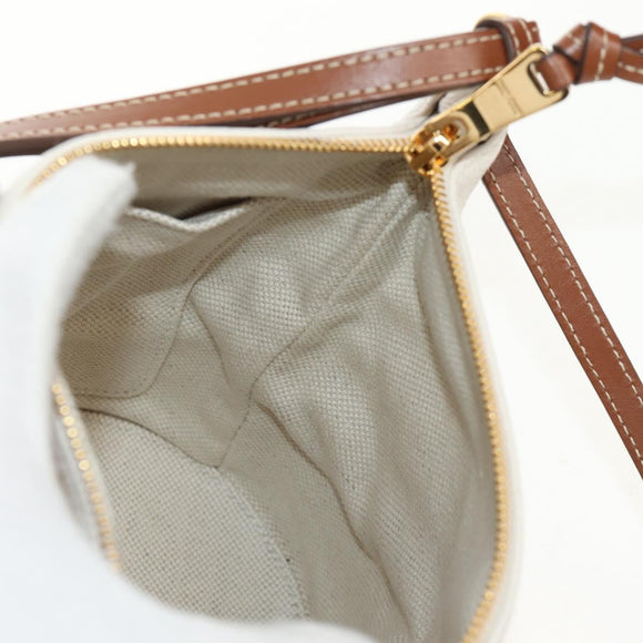 Miu Miu Shoulder Bag Raffia White Gold Auth 129783M