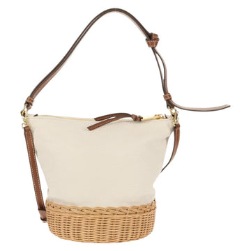 Miu Miu Shoulder Bag Raffia White Gold Auth 129783M - 0