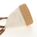 Miu Miu Shoulder Bag Raffia White Gold Auth 129783M-3