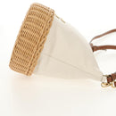 Miu Miu Shoulder Bag Raffia White Gold Auth 129783M-4