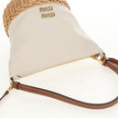Miu Miu Shoulder Bag Raffia White Gold Auth 129783M-6