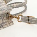 Christian Dior Oblique Book Tote Shoulder Bag Canvas Gray Gold Auth 129785M-9