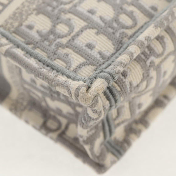 Christian Dior Oblique Book Tote Shoulder Bag Canvas Gray Gold Auth 129785M