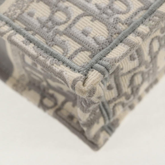 Christian Dior Oblique Book Tote Shoulder Bag Canvas Gray Gold Auth 129785M