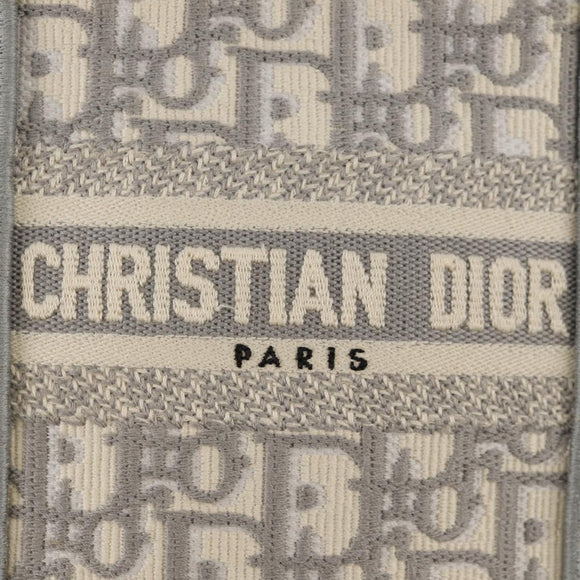 Christian Dior Oblique Book Tote Shoulder Bag Canvas Gray Gold Auth 129785M