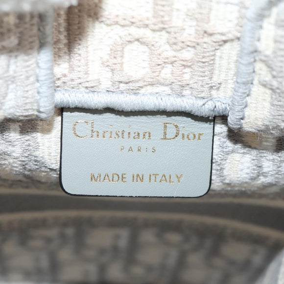 Christian Dior Oblique Book Tote Shoulder Bag Canvas Gray Gold Auth 129785M