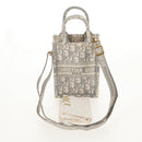 Christian Dior Oblique Book Tote Shoulder Bag Canvas Gray Gold Auth 129785M-12