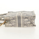 Christian Dior Oblique Book Tote Shoulder Bag Canvas Gray Gold Auth 129785M-3