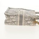 Christian Dior Oblique Book Tote Shoulder Bag Canvas Gray Gold Auth 129785M-4