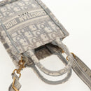 Christian Dior Oblique Book Tote Shoulder Bag Canvas Gray Gold Auth 129785M-6