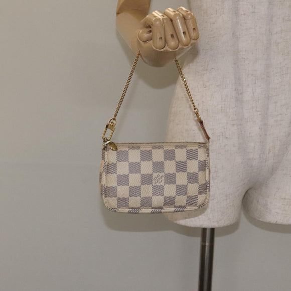 LOUIS VUITTON Damier Azur Mini Pochette Accessoires Pouch N63005 Auth 129806