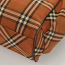 BURBERRY Nova Check Blue Label Tote Bag Canvas Brown Silver Auth 129810-14