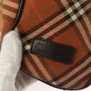 BURBERRY Nova Check Blue Label Tote Bag Canvas Brown Silver Auth 129810-10