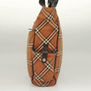 BURBERRY Nova Check Blue Label Tote Bag Canvas Brown Silver Auth 129810-3