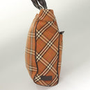 BURBERRY Nova Check Blue Label Tote Bag Canvas Brown Silver Auth 129810-4
