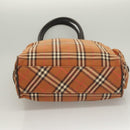 BURBERRY Nova Check Blue Label Tote Bag Canvas Brown Silver Auth 129810-5