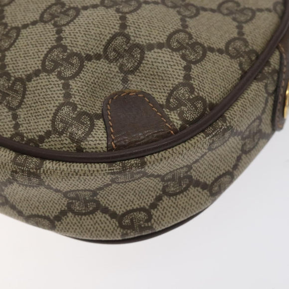 GUCCI GG Supreme Web Sherry Line Bag PVC Beige Gold 156 02 066 Auth 129814