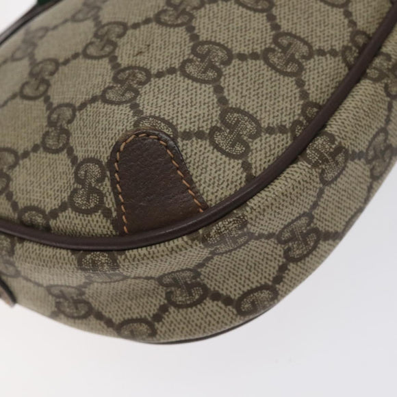 GUCCI GG Supreme Web Sherry Line Bag PVC Beige Gold 156 02 066 Auth 129814