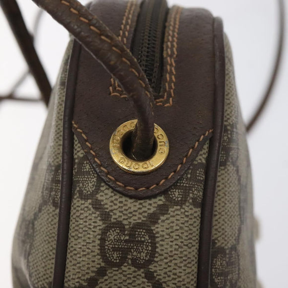 GUCCI GG Supreme Web Sherry Line Bag PVC Beige Gold 156 02 066 Auth 129814