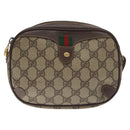 GUCCI GG Supreme Web Sherry Line Bag PVC Beige Gold 156 02 066 Auth 129814-13