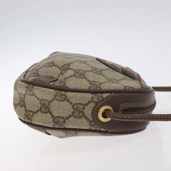 GUCCI GG Supreme Web Sherry Line Bag PVC Beige Gold 156 02 066 Auth 129814