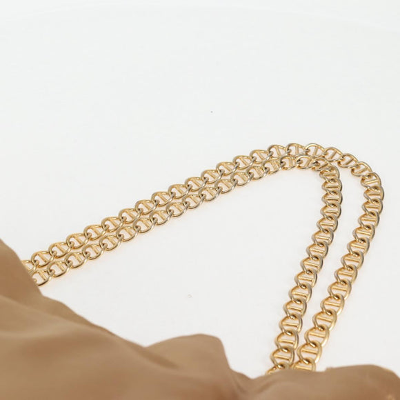 PRADA Chain Tote Bag Satin Gold Auth 129815