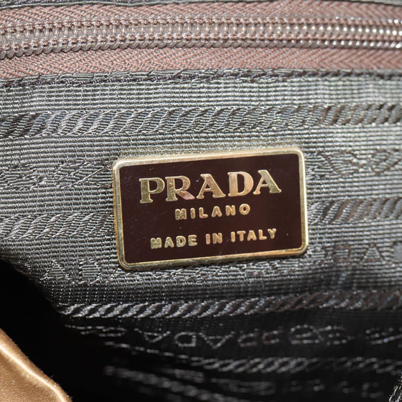 PRADA Chain Tote Bag Satin Gold Auth 129815