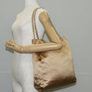PRADA Chain Tote Bag Satin Gold Auth 129815-24