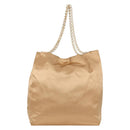 PRADA Chain Tote Bag Satin Gold Auth 129815-13