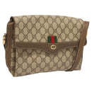 GUCCI GG Supreme Web Sherry Line Bag PVC Beige Gold 904 02 08 Auth 129908-1