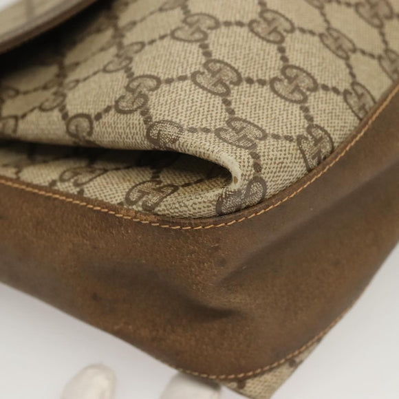 GUCCI GG Supreme Web Sherry Line Bag PVC Beige Gold 904 02 08 Auth 129908