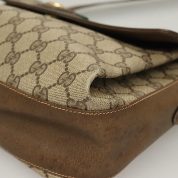 GUCCI GG Supreme Web Sherry Line Bag PVC Beige Gold 904 02 08 Auth 129908