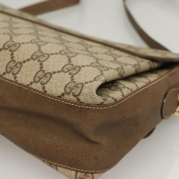 GUCCI GG Supreme Web Sherry Line Bag PVC Beige Gold 904 02 08 Auth 129908