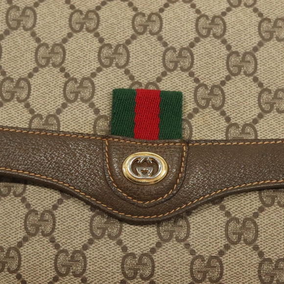 GUCCI GG Supreme Web Sherry Line Bag PVC Beige Gold 904 02 08 Auth 129908