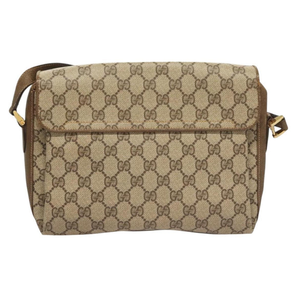 GUCCI GG Supreme Web Sherry Line Bag PVC Beige Gold 904 02 08 Auth 129908
