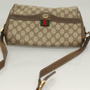GUCCI GG Supreme Web Sherry Line Bag PVC Beige Gold 904 02 08 Auth 129908-6