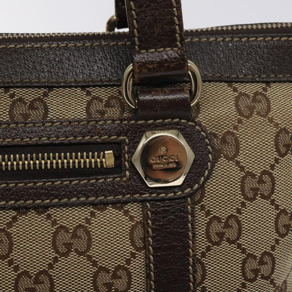 GUCCI GG Canvas Tote Bag Beige Gold 153008 Auth 129911