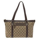 GUCCI GG Canvas Tote Bag Beige Gold 153008 Auth 129911-2