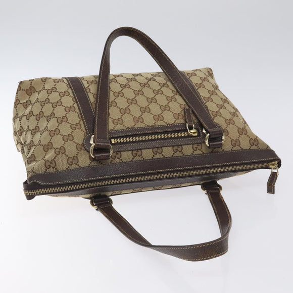 GUCCI GG Canvas Tote Bag Beige Gold 153008 Auth 129911